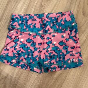 LSKD Women's Athletic Shorts - Pink and Blue Camo